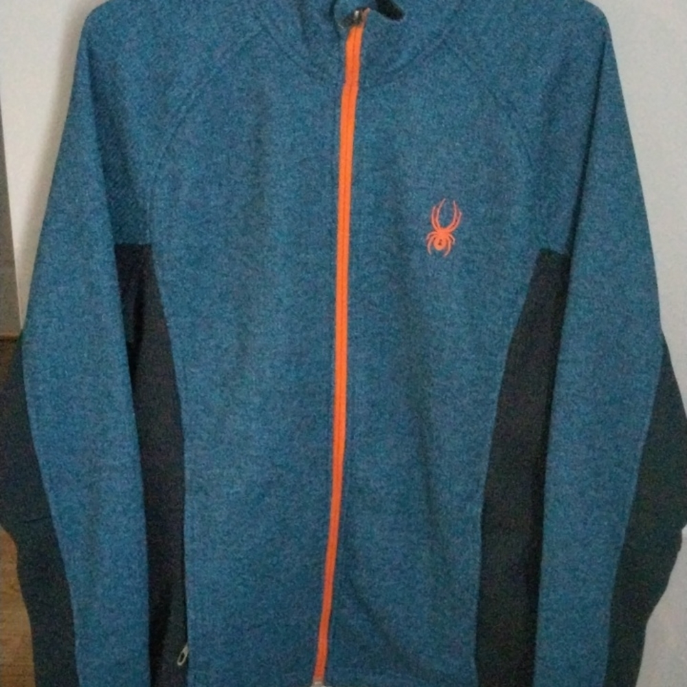 Spyder Men's Constant Full Zip Sweater In Forst Blue Frontier Black Logo
